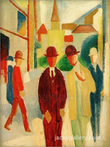 Bright street with people, August Macke painting